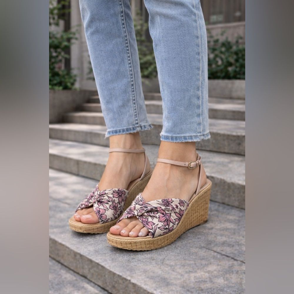 SAM EDELMAN Aubrey Floral Espadrille Ankle Strap Open Toe Sandals Shoes Size 9.5